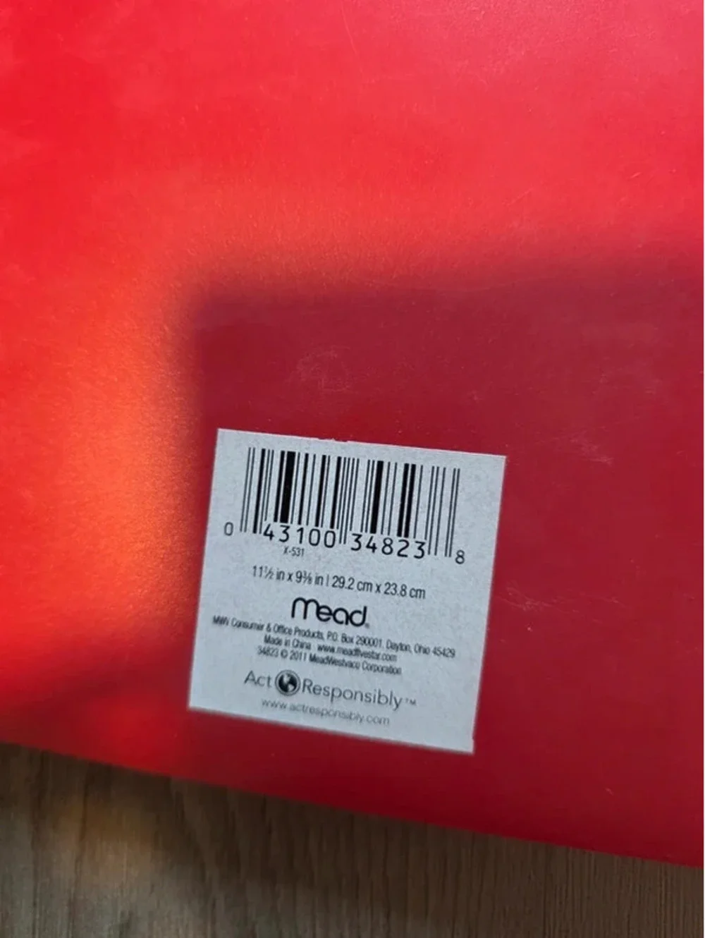 Mead Red 3-Ring Binder 1.5 Inch with Pocket